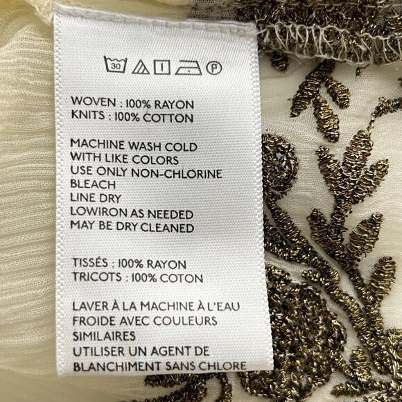 Urban Outfitters Ecote Sz M Peplum Top Ivory‎ Crochet Lace Metallic Embroidery - Picture 8 of 11